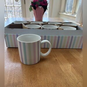 Temp-Tations Pastel Stripes Coffee Tea Beverage Mugs 3.75" Tall, 12 oz - 8 LOT